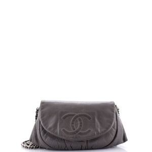 Chanel Half Moon Wallet on Chain Caviar Gray